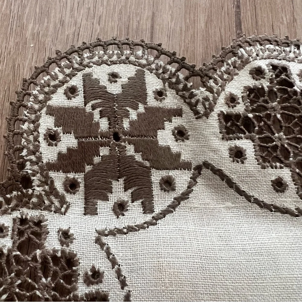 Crochet Mug Cup Rugs Mats Holders‎ Coasters - Set of 2 - Brown White Vintage NEW